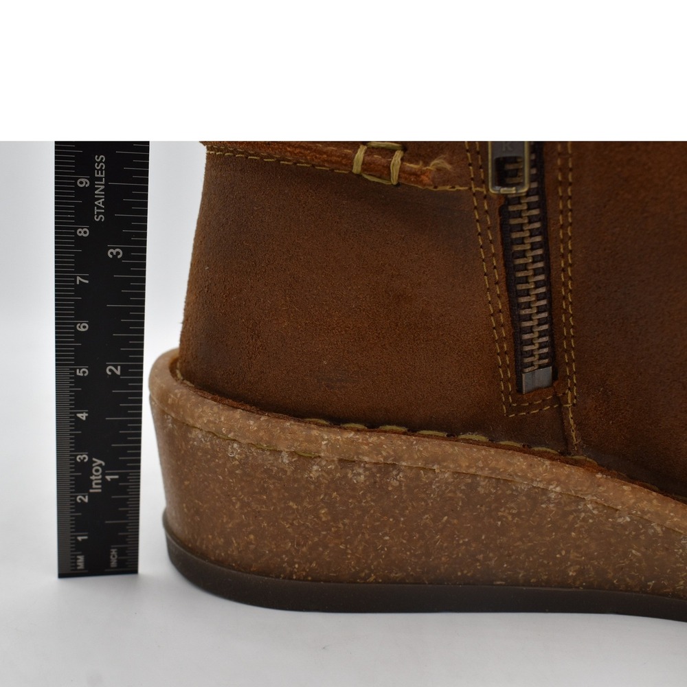 Born Women Size 8 Viv Brown Distressed Leather Zip Western Wedge Booties Boots - Picture 11 of 13